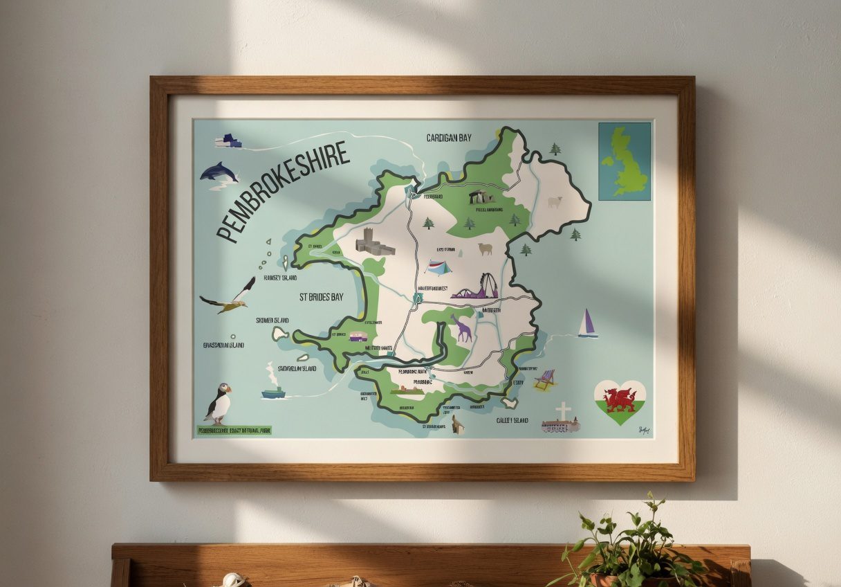 Pembrokeshire Map art print