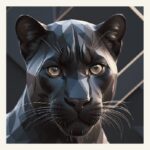 Minimalist geometric black panther greeting card