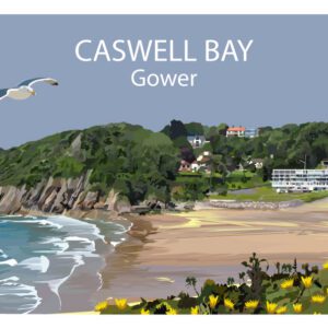 Minimalist geometric Caswell Bay art print