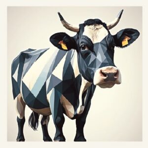 Minimalist geometric cow greeting card