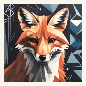 Minimalist geometric red fox greeting card