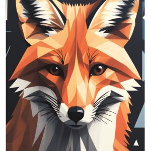 Minimalist geometric red fox poster