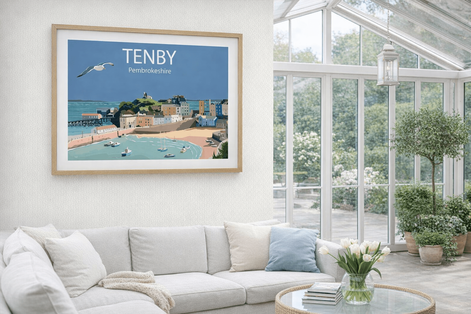 Minimist Tenby Print on Conservatory Wall