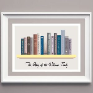 Minimalist geometric Book Shelf Personalised Story art print