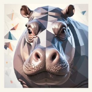 Minimalist geometric hippo greeting card