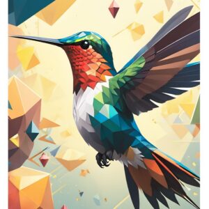 Minimalist geometric hummingbird art print