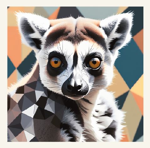 Minimalist geometric ring tailed lemur greeting card