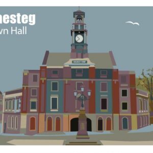 Minimalist geometric Maesteg Town Hall art print