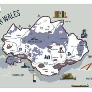 Minimalist Map of South Wales art print