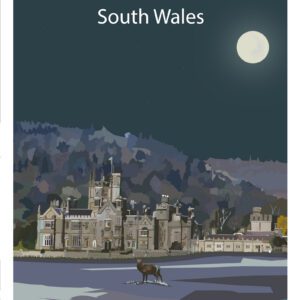 Minimalist Margam Park at Night art print