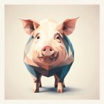 Minimalist geometric pig greeting card