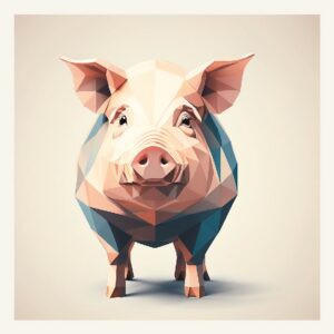 Minimalist geometric pig greeting card