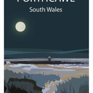 Minimalist Porthcawl Sandy Bay Night print