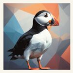 Minimalist geometric puffin greeting card
