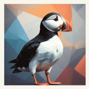 Minimalist geometric puffin greeting card