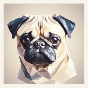 Minimalist geometric pug greeting card
