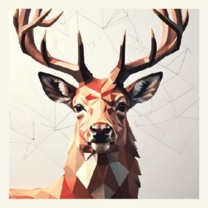 Minimalist geometric red deer greeting card