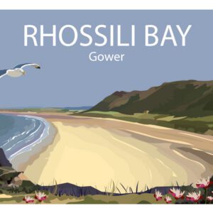 Minimalist geometric Rhossili Bay art print