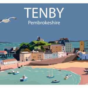 Minimalist Map of Tenby art print