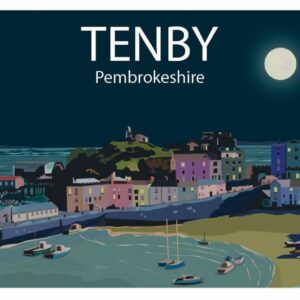 Minimalist Map of Tenby by Night art print