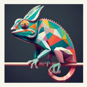 Minimalist geometric chameleon greeting card