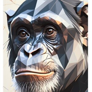 Minimalist geometric chimpanzee art print