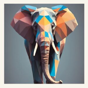 Minimalist geometric elephant greeting card