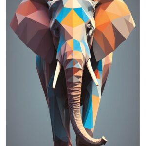 Minimalist geometric elephant art print