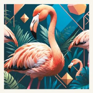 Minimalist geometric flamingo greeting card