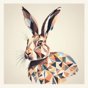 Minimalist geometric hare greeting card