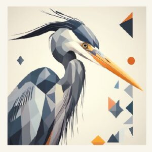 Minimalist geometric grey heron greeting card