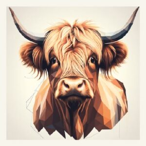 Minimalist geometric highland cow greeting card