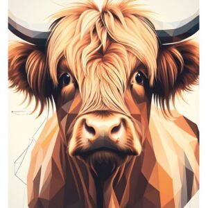 Minimalist geometric highland cow art print