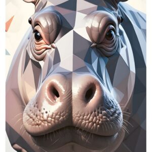 Minimalist geometric hippo art print