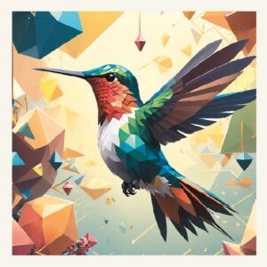 Minimalist geometric hummingbird greeting card