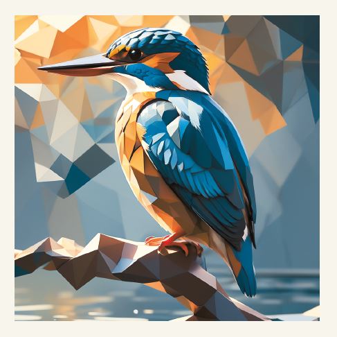 Minimalist geometric kingfisher greeting card