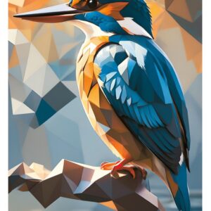 Minimalist geometric kingfisher art print