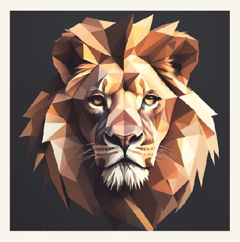 Minimalist geometric lion greeting card