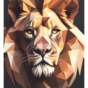 Minimalist geometric lion art print