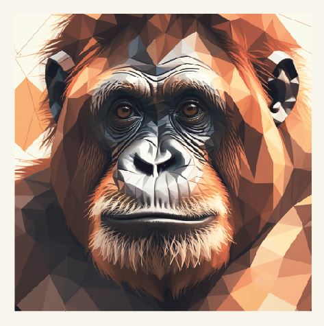 Minimalist geometric orangutan greeting card
