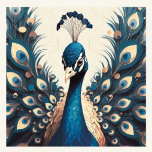 Minimalist geometric peacock greeting card