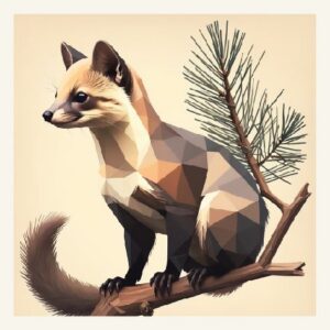 Minimalist geometric pine marten greeting card
