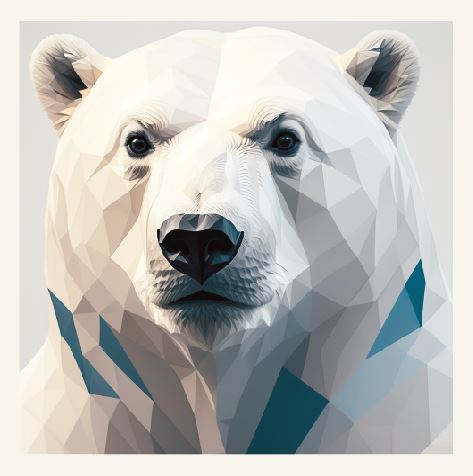 Minimalist geometric polar bear greeting card