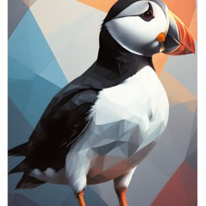 Minimalist geometric puffin art print