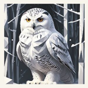 Minimalist geometric snowy owl greeting card