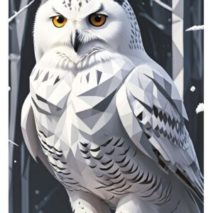 Minimalist geometric snowy owl art print