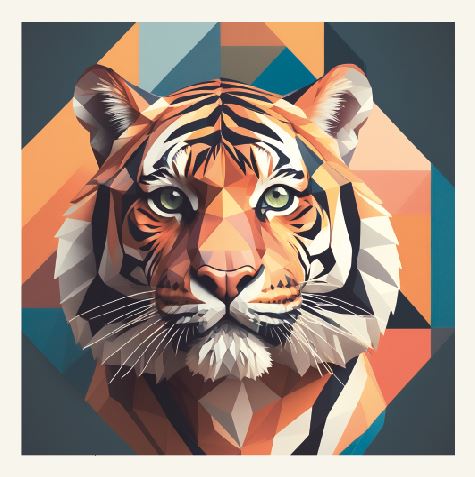 Minimalist geometric tiger greeting card