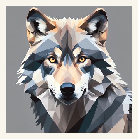 Minimalist geometric wolf greeting card