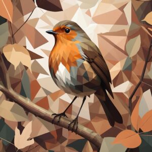 Robin Greeting Card, Geometric Bird Art, Tideaway Studio
