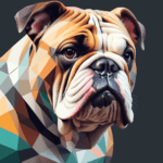 Bulldog Greeting Card, Geometric Canine Art